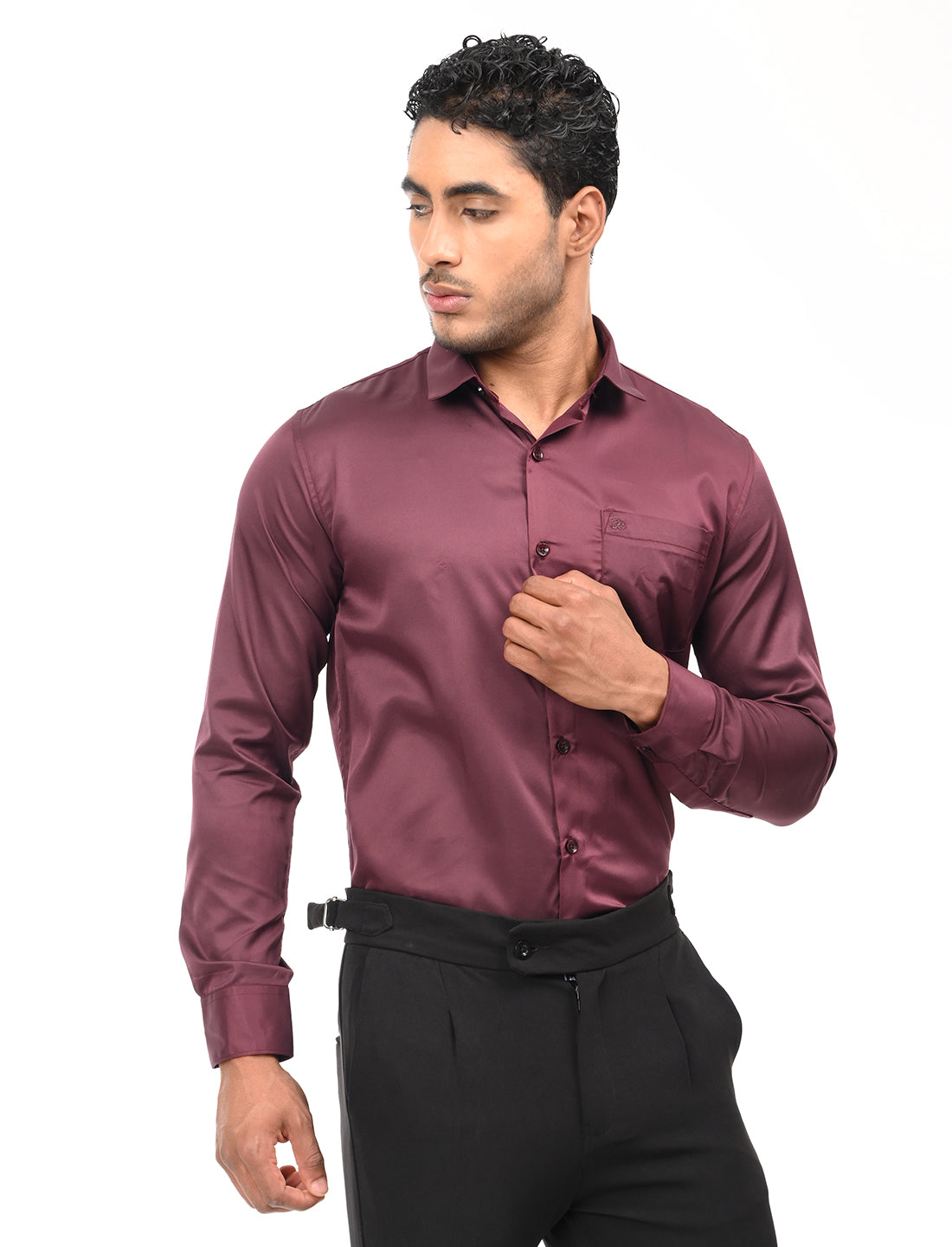 Men's Slim Fit Solid Full Sleeves Casual Shirt