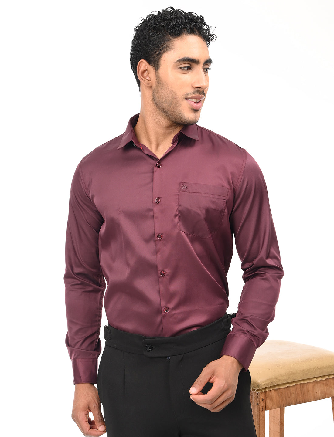 Men's Slim Fit Solid Full Sleeves Casual Shirt