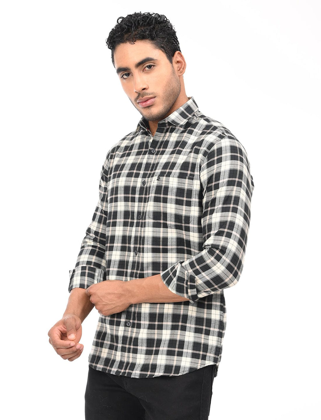 Men's Slim Fit Checks Full Sleeves Casual Shirt