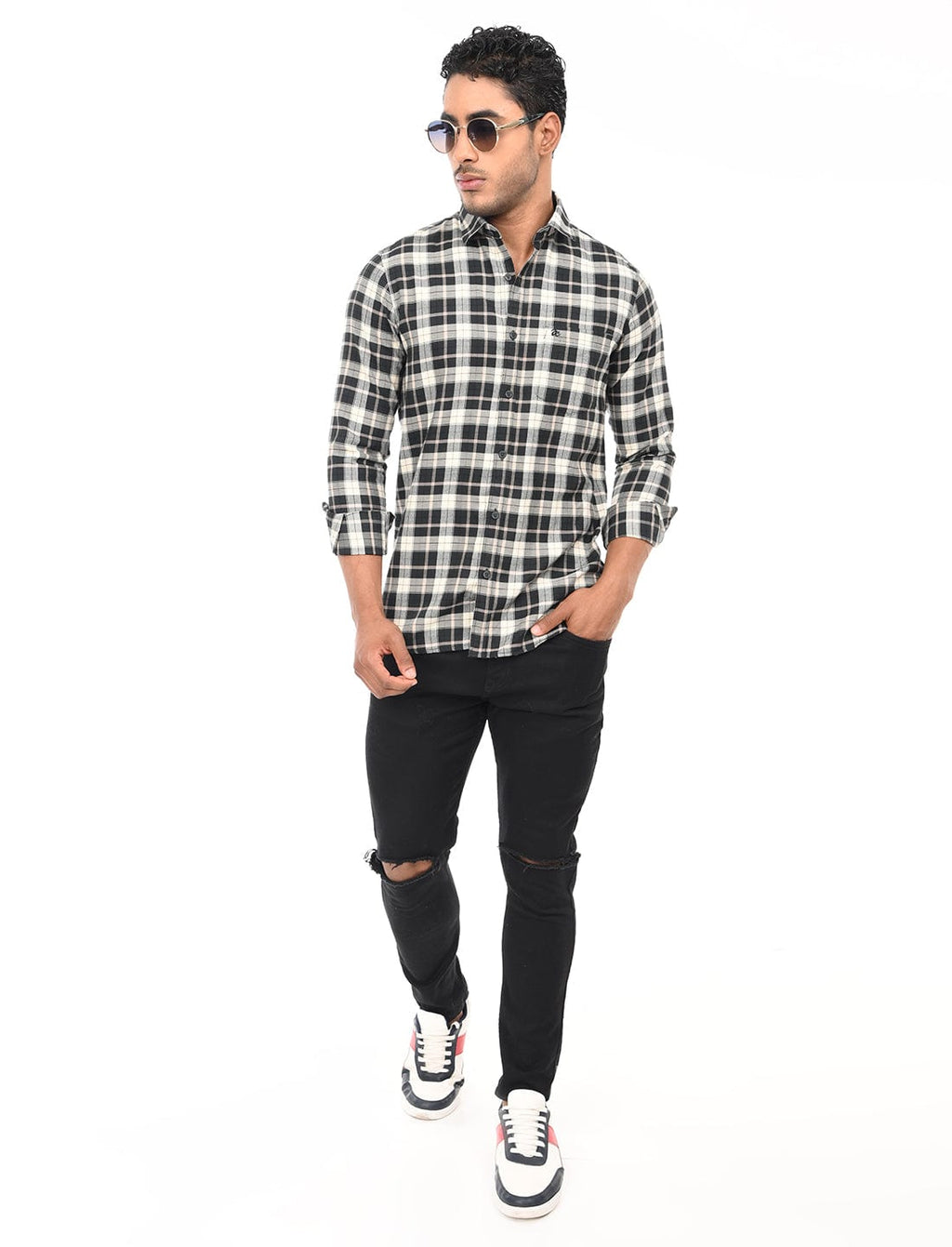Men's Slim Fit Checks Full Sleeves Casual Shirt