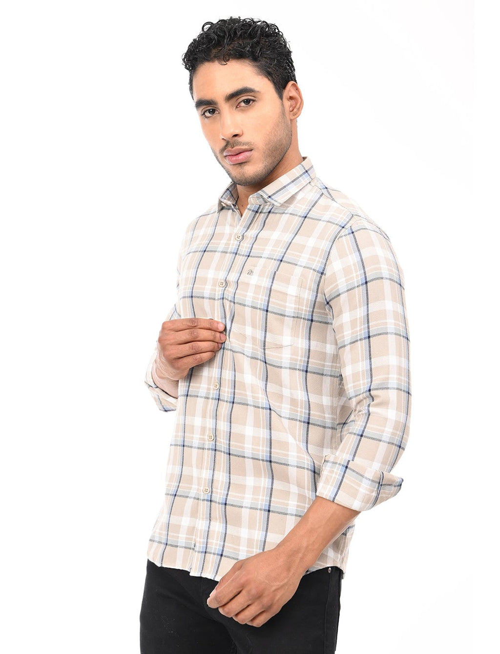 Men's Slim Fit Checks Full Sleeves Casual Shirt