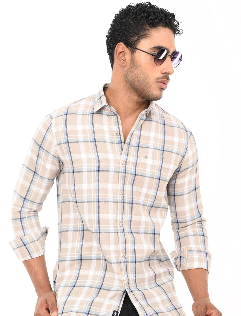 Men's Slim Fit Checks Full Sleeves Casual Shirt