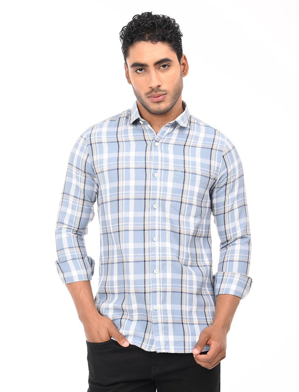 Men's Slim Fit Checks Full Sleeves Casual Shirt