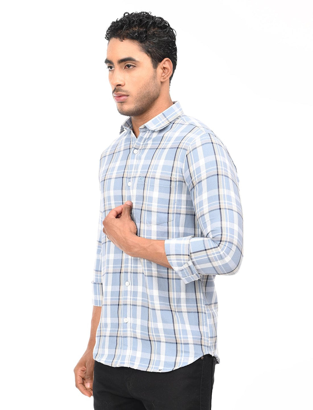 Men's Slim Fit Checks Full Sleeves Casual Shirt