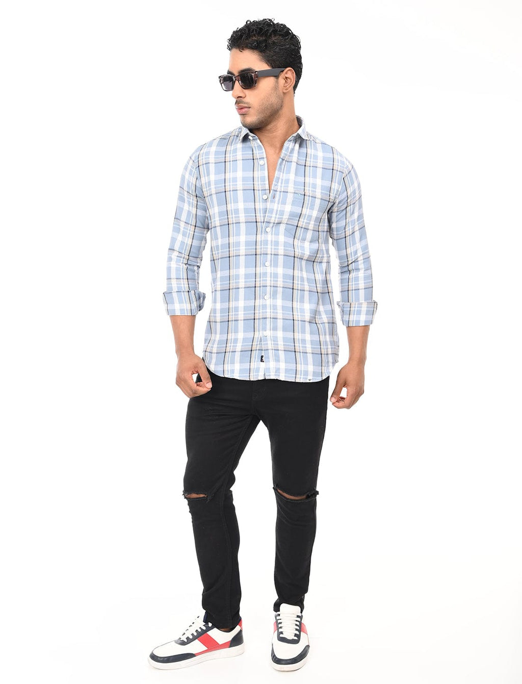 Men's Slim Fit Checks Full Sleeves Casual Shirt