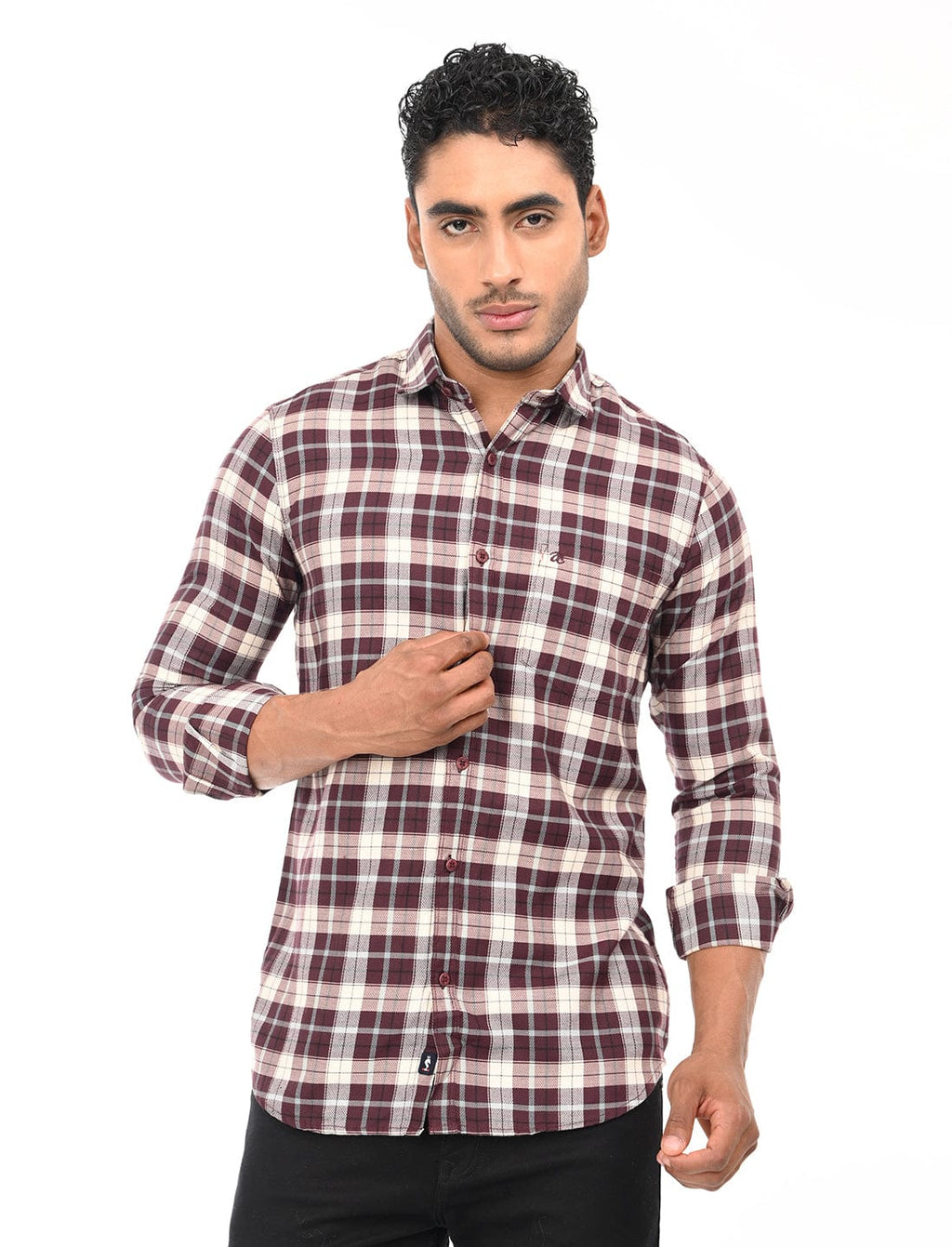Men's Slim Fit Checks Full Sleeves Casual Shirt