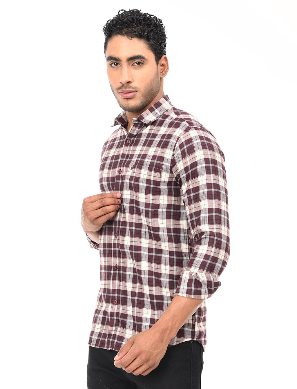 Men's Slim Fit Checks Full Sleeves Casual Shirt