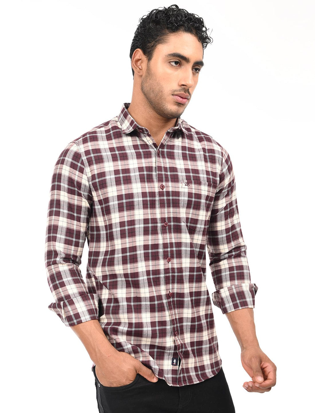 Men's Slim Fit Checks Full Sleeves Casual Shirt