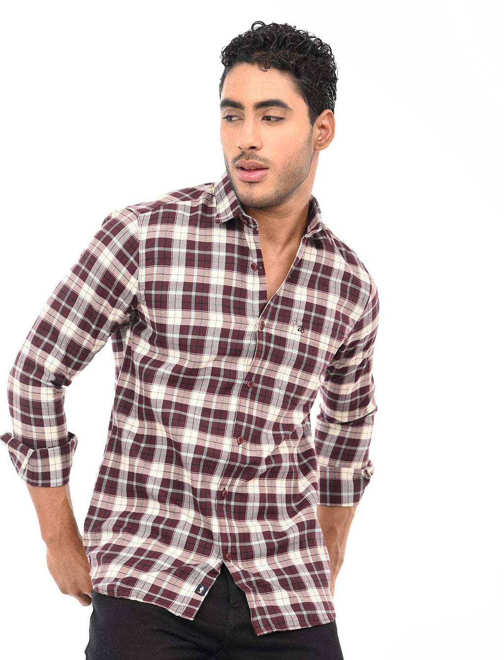 Men's Slim Fit Checks Full Sleeves Casual Shirt