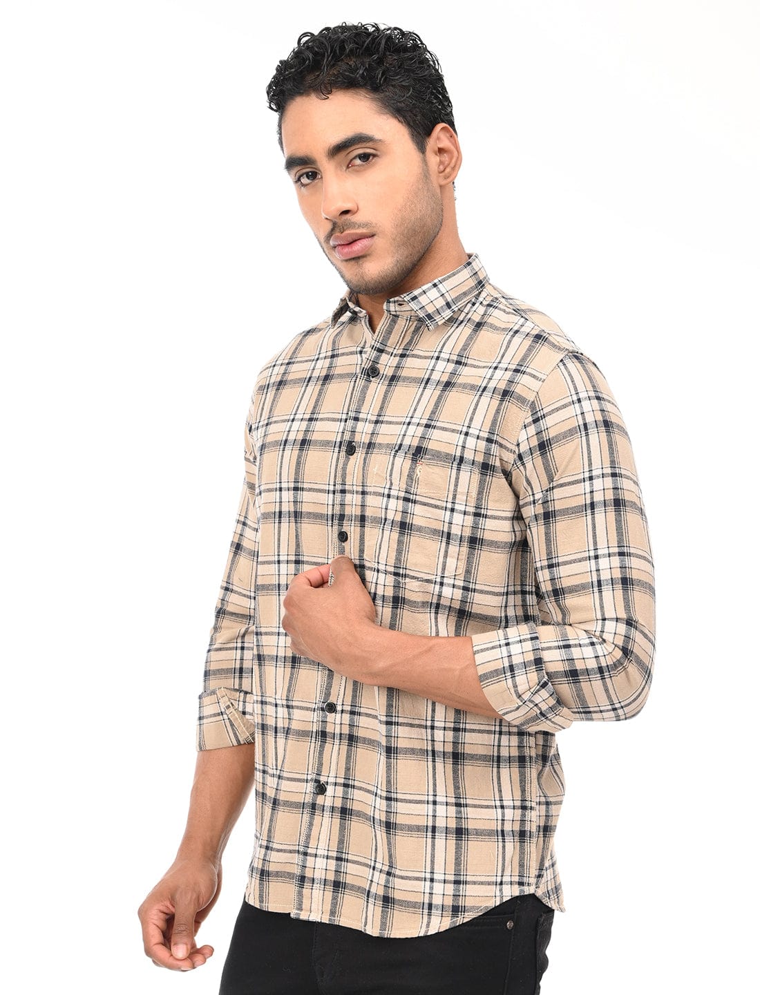 Men's Slim Fit Checks Full Sleeves Casual Shirt