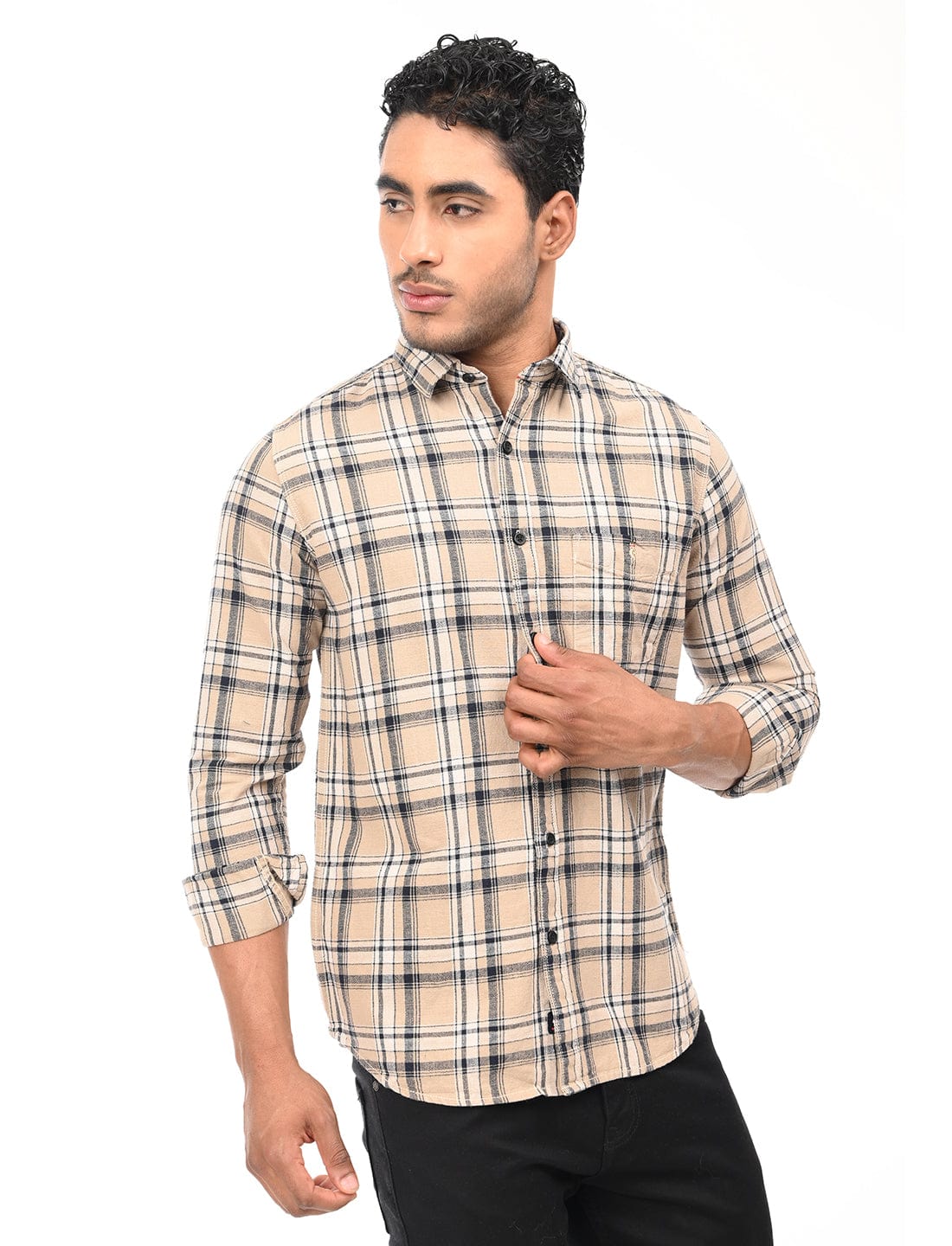 Men's Slim Fit Checks Full Sleeves Casual Shirt