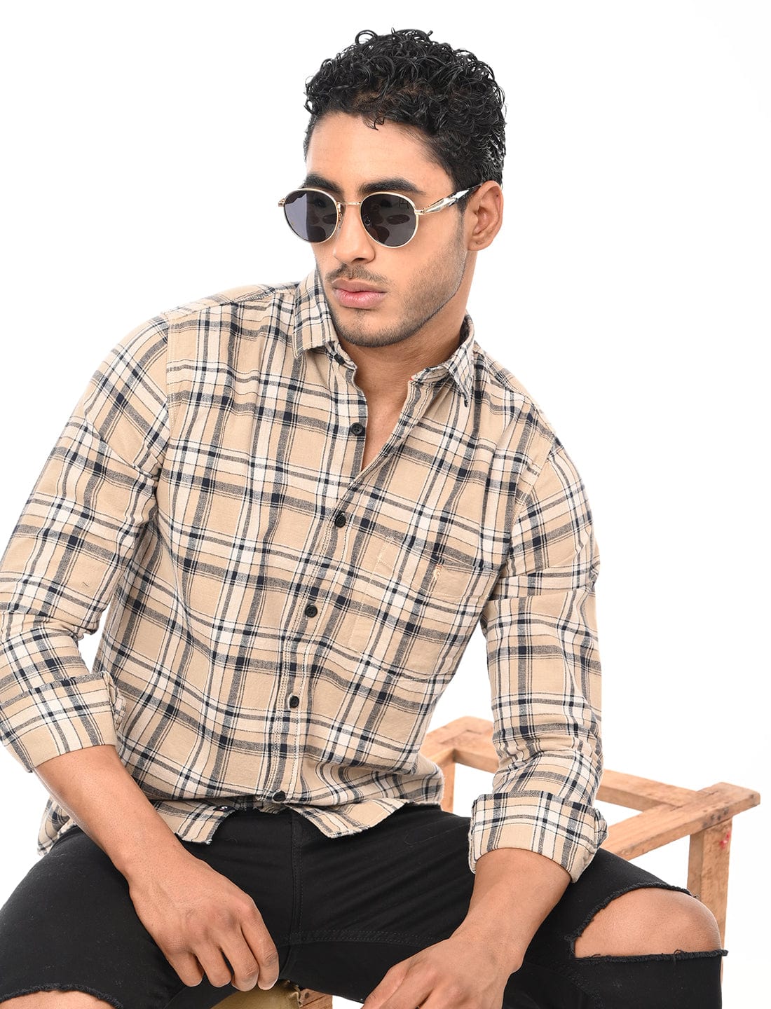 Men's Slim Fit Checks Full Sleeves Casual Shirt