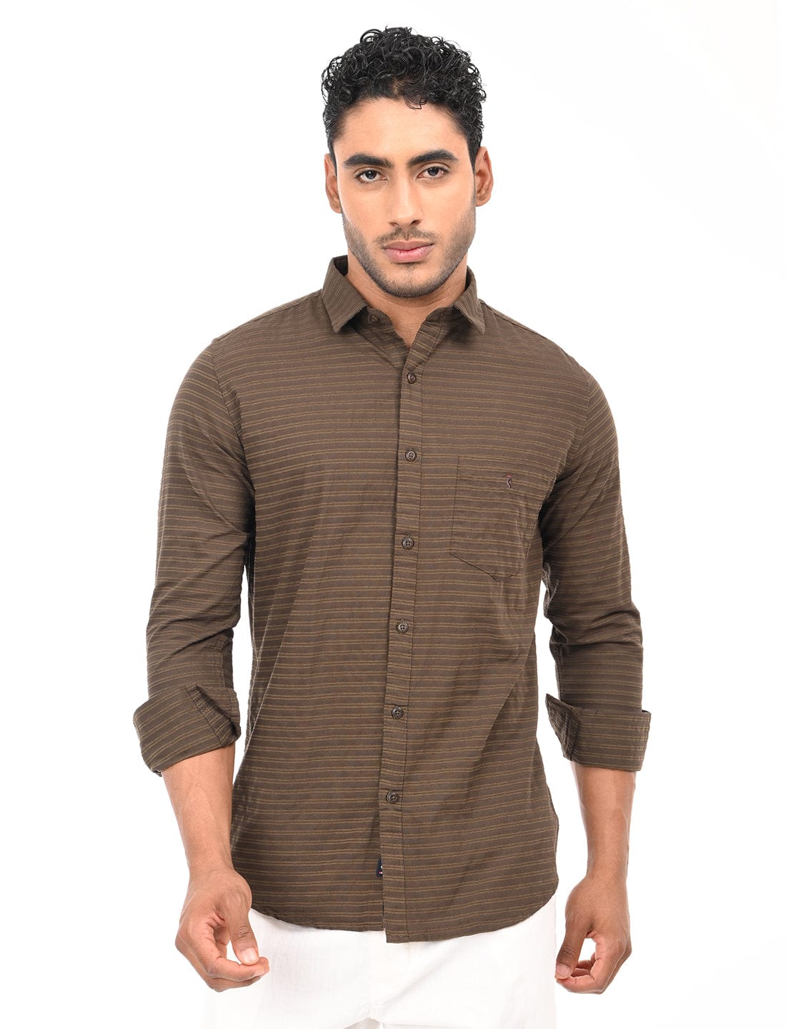 Men's Slim Fit Stripes Full Sleeves Casual Shirt