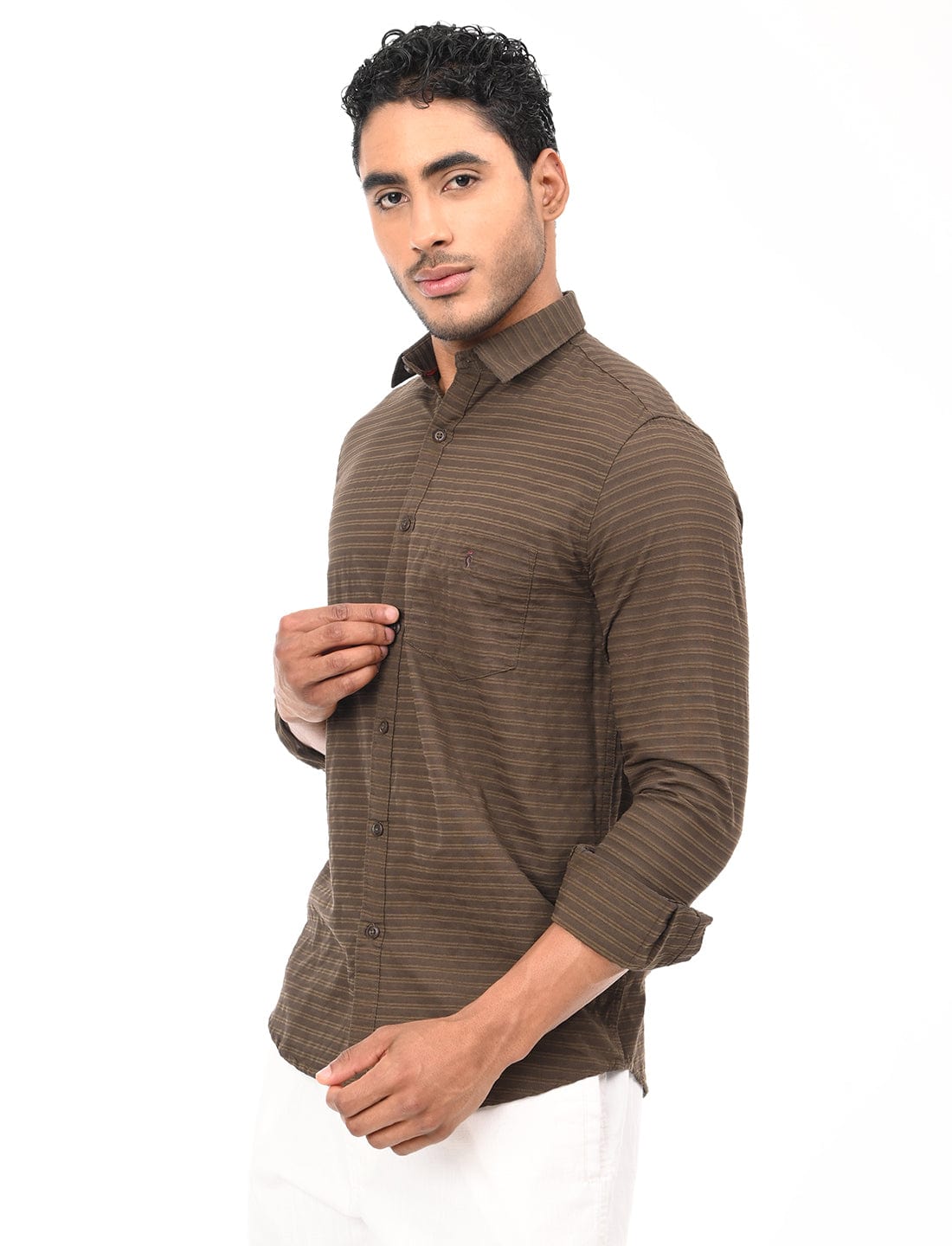 Men's Slim Fit Stripes Full Sleeves Casual Shirt