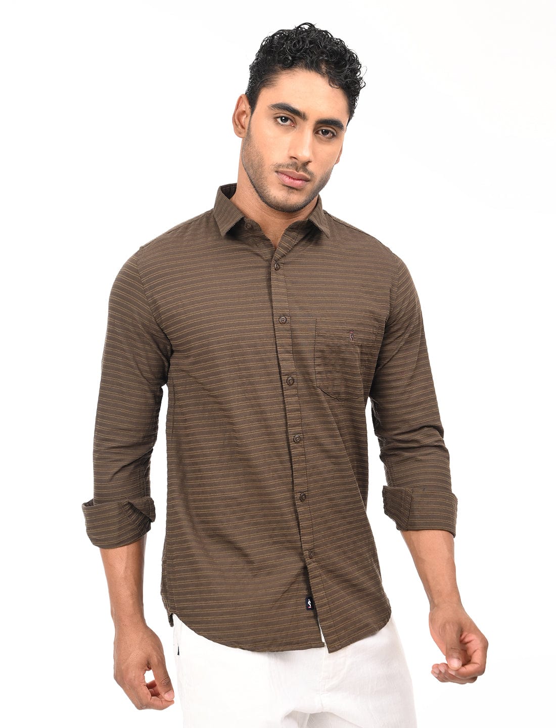 Men's Slim Fit Stripes Full Sleeves Casual Shirt