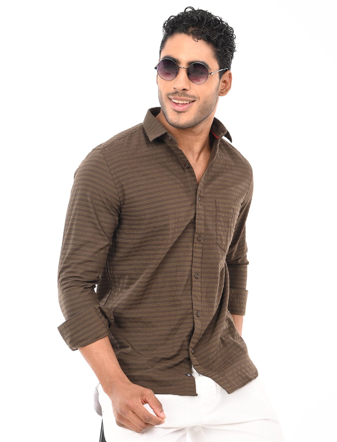 Men's Slim Fit Stripes Full Sleeves Casual Shirt