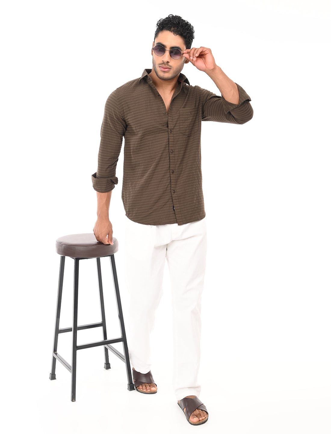 Men's Slim Fit Stripes Full Sleeves Casual Shirt