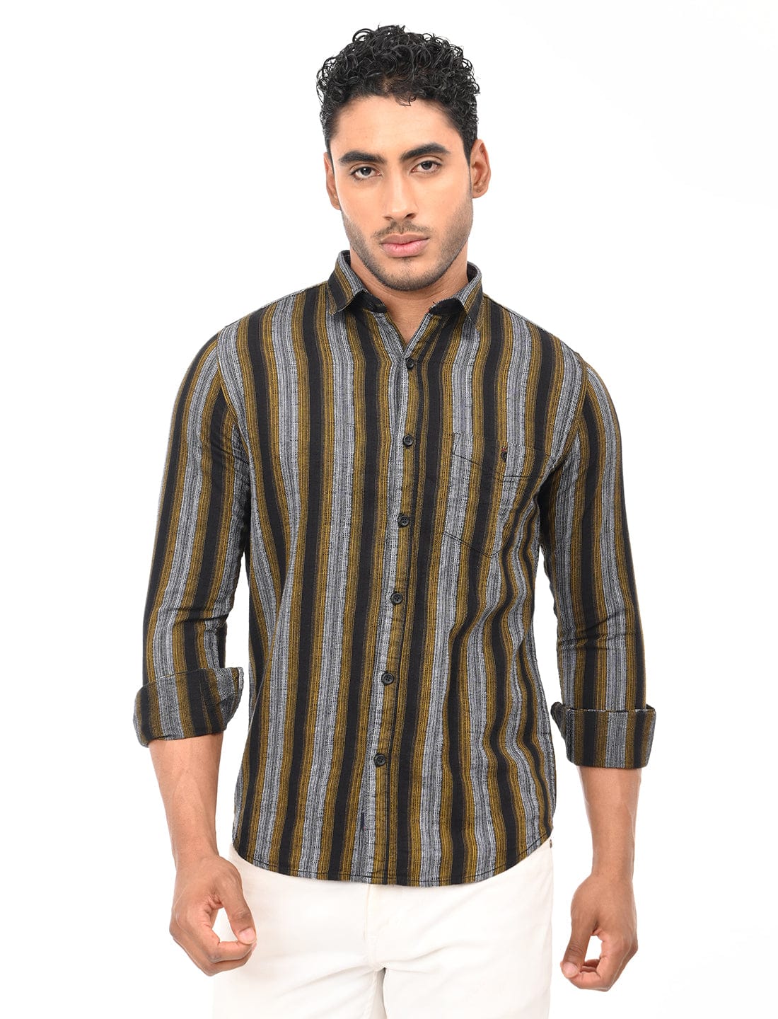 Men's Slim Fit Stripes Full Sleeves Casual Shirt