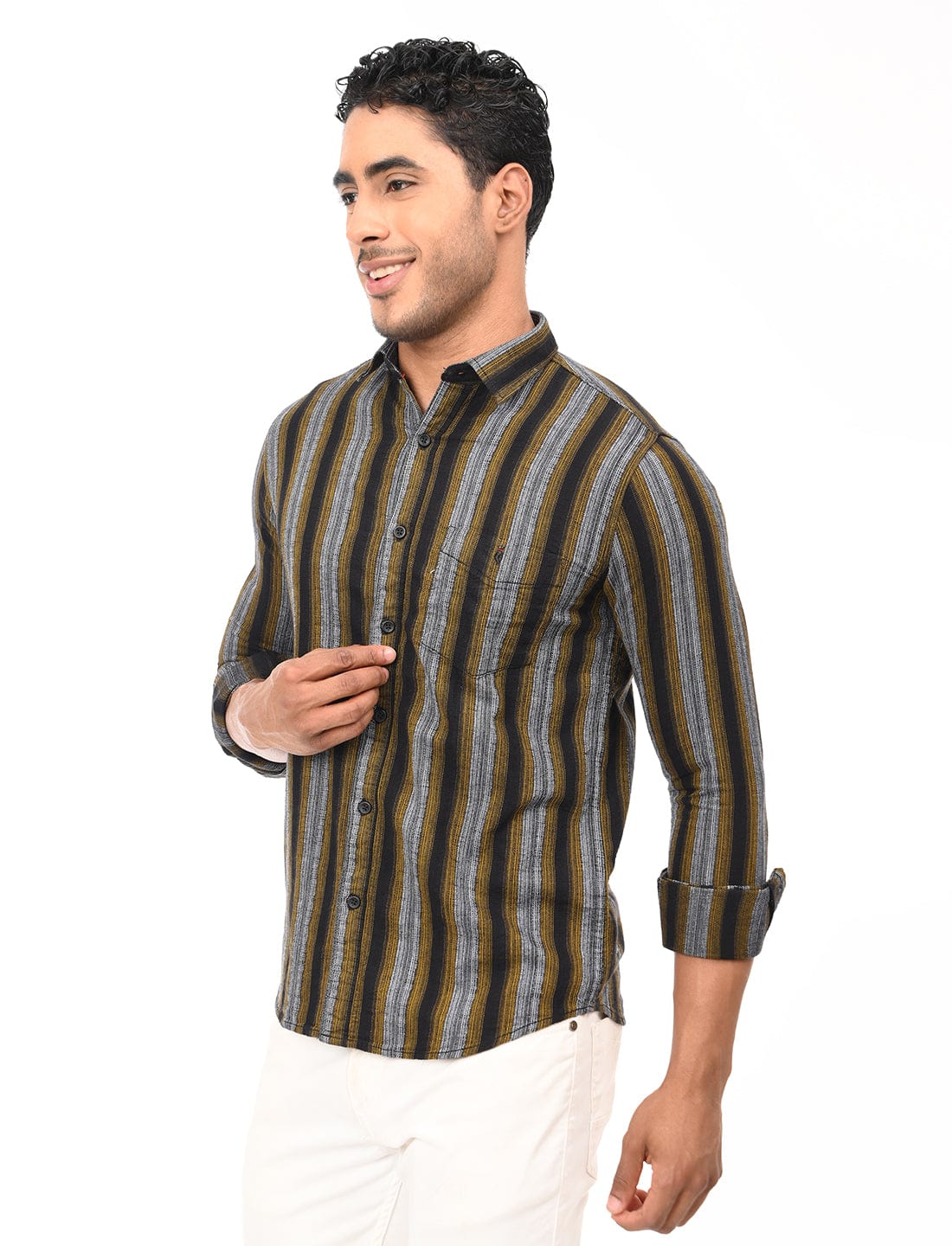 Men's Slim Fit Stripes Full Sleeves Casual Shirt