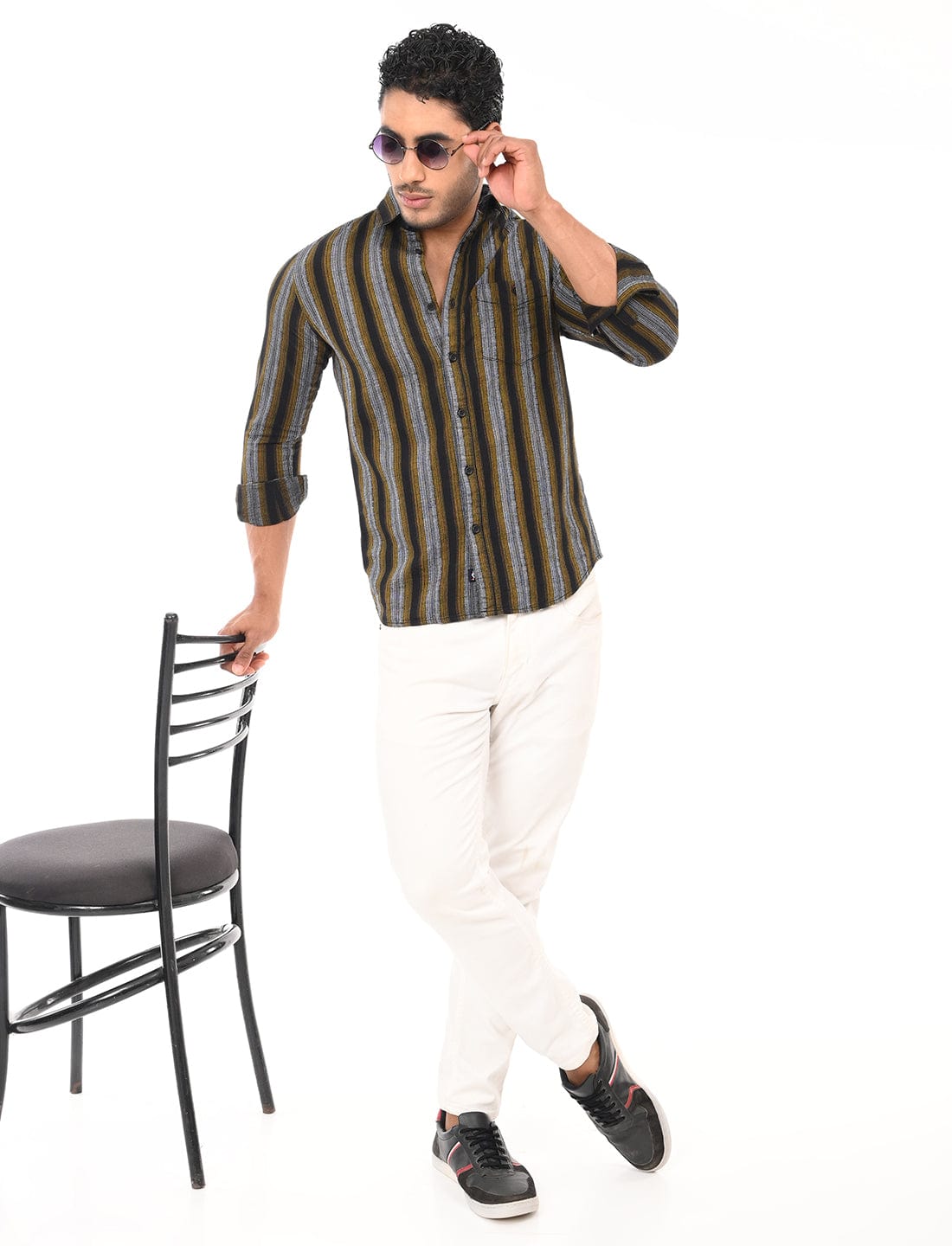 Men's Slim Fit Stripes Full Sleeves Casual Shirt