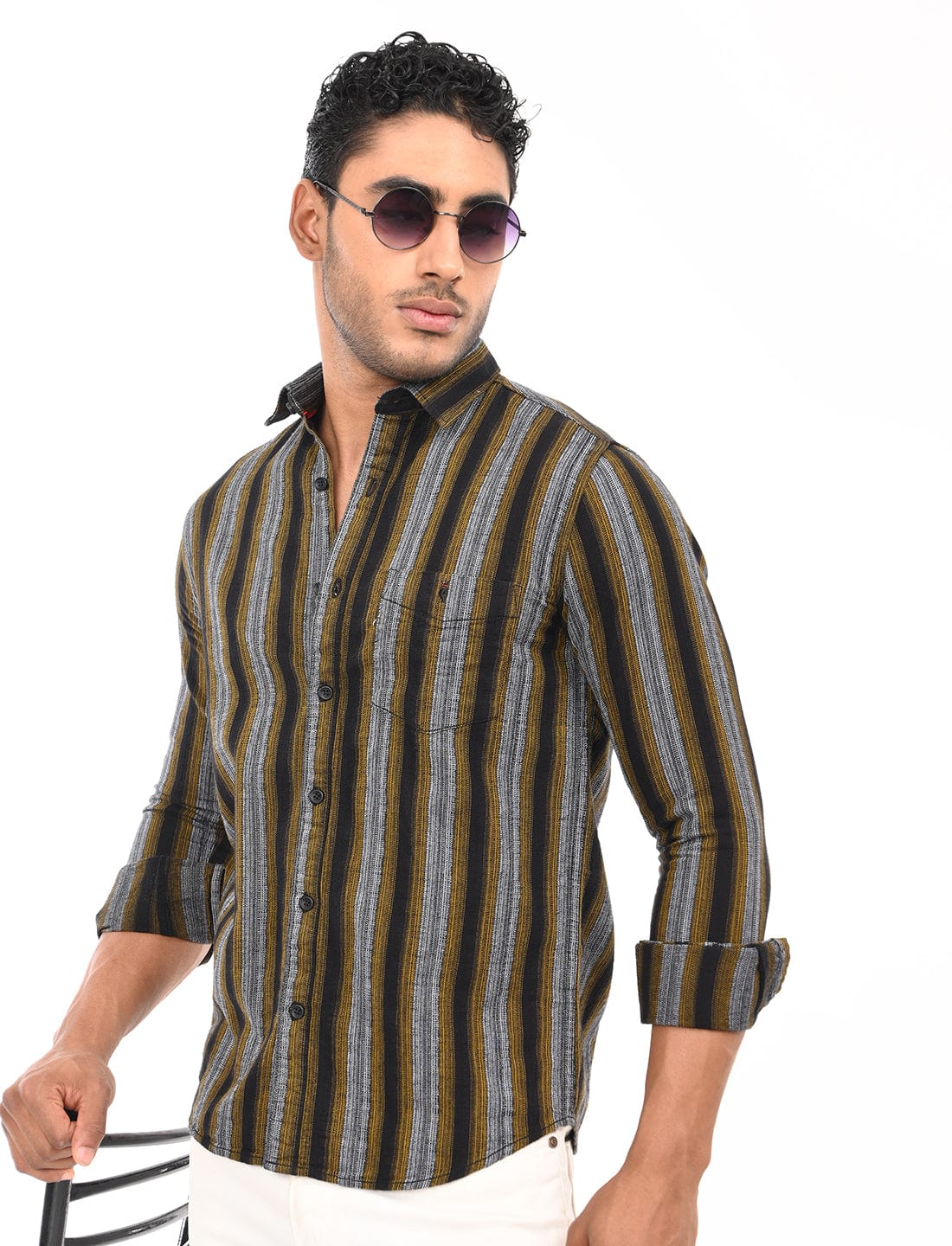 Men's Slim Fit Stripes Full Sleeves Casual Shirt
