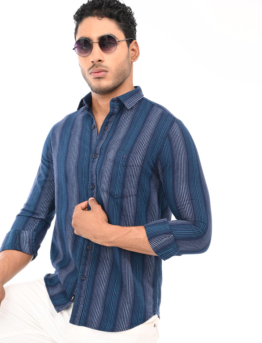 Men's Slim Fit Stripes Full Sleeves Casual Shirt