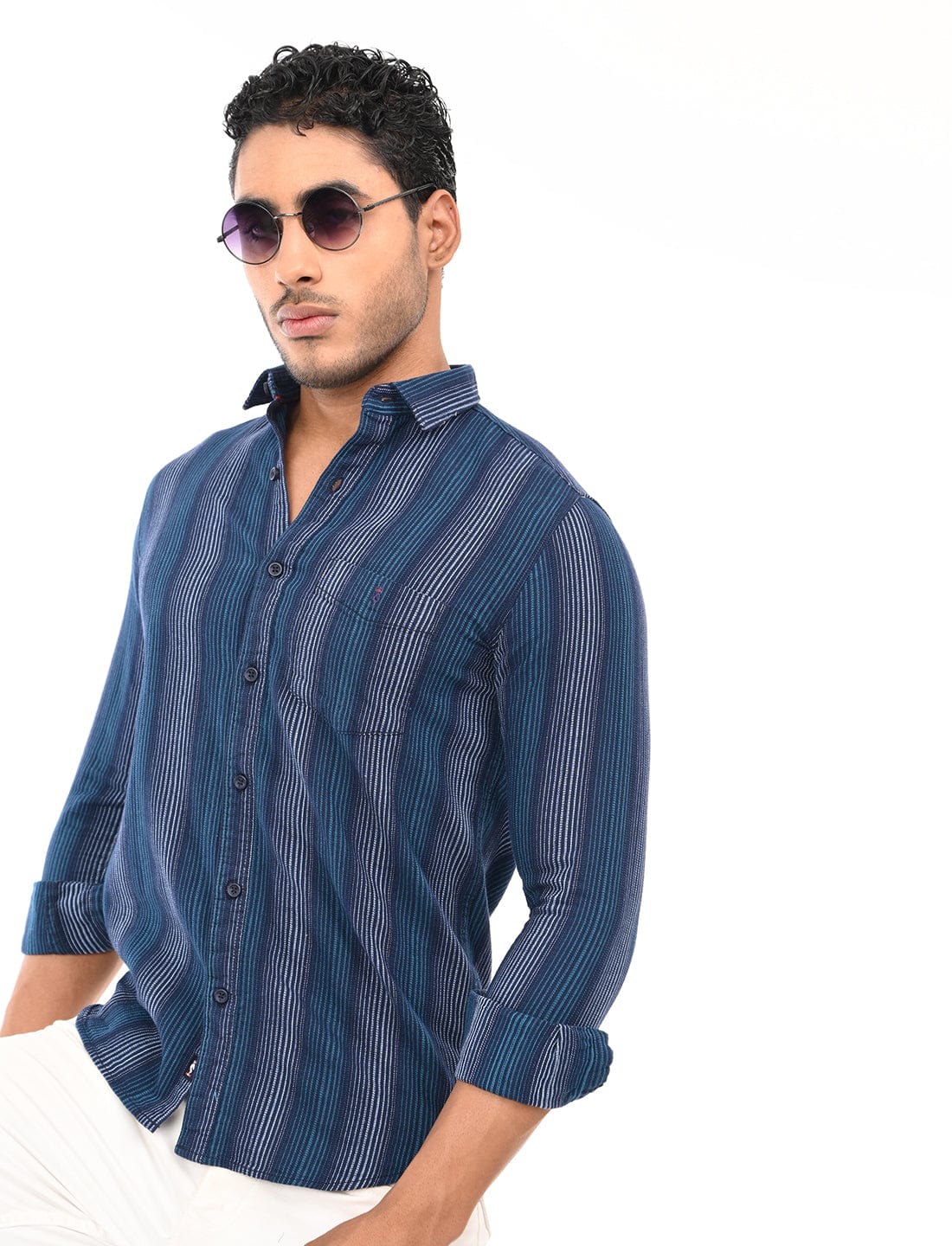 Men's Slim Fit Stripes Full Sleeves Casual Shirt