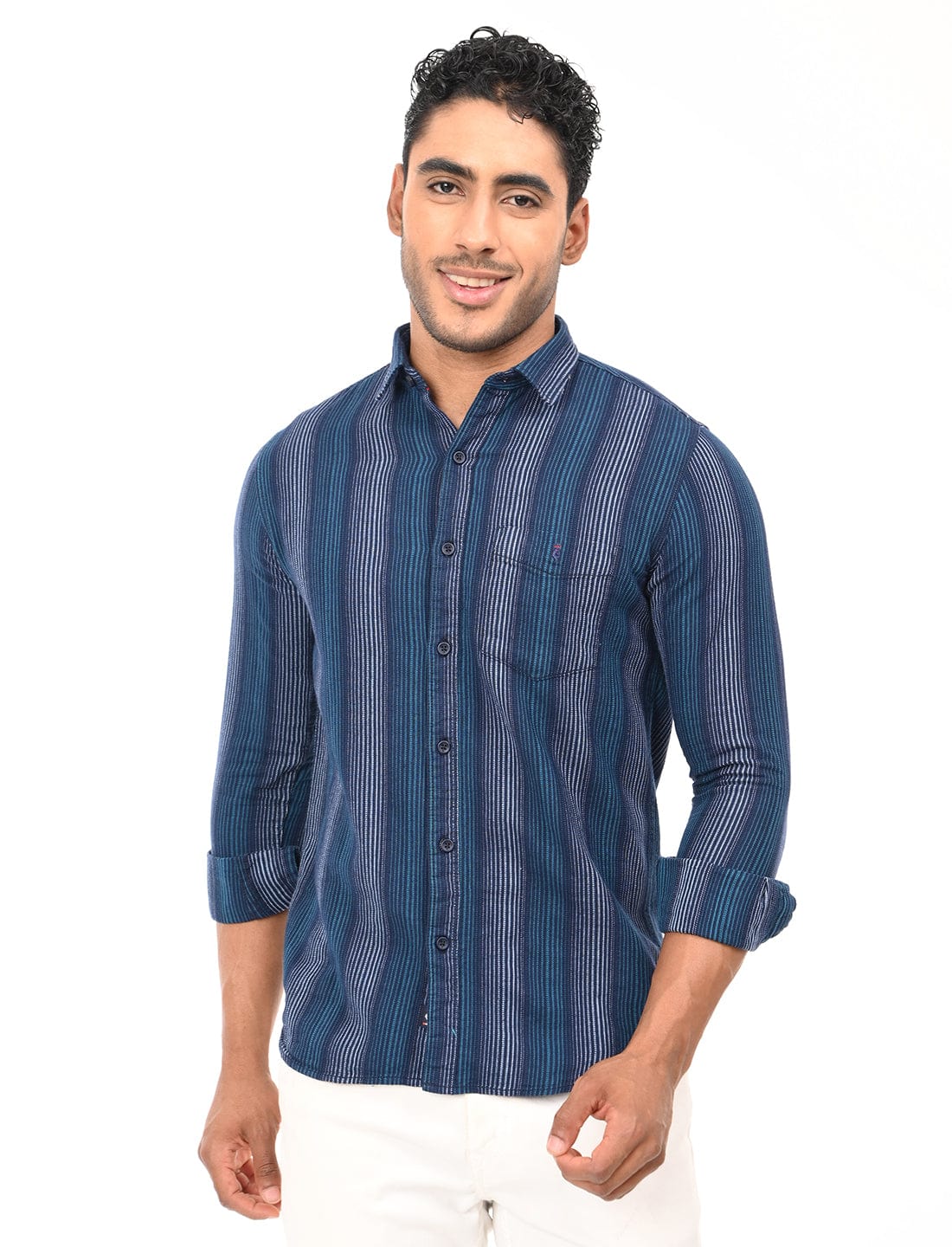 Men's Slim Fit Stripes Full Sleeves Casual Shirt