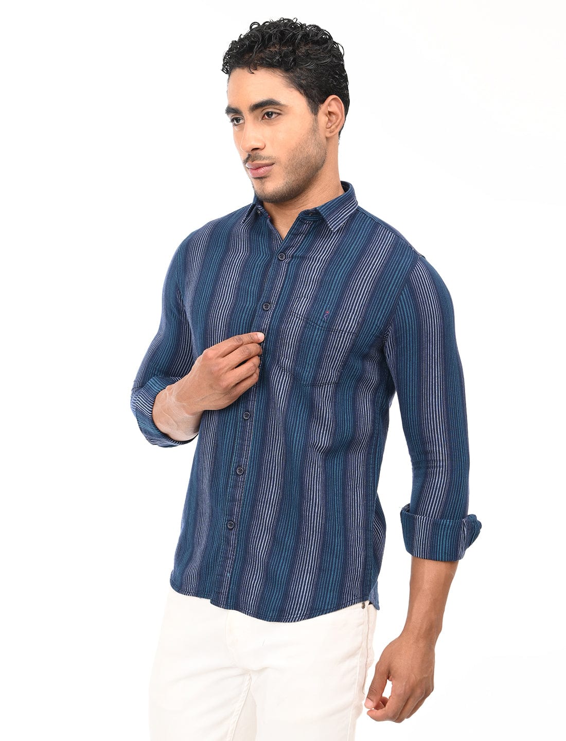 Men's Slim Fit Stripes Full Sleeves Casual Shirt