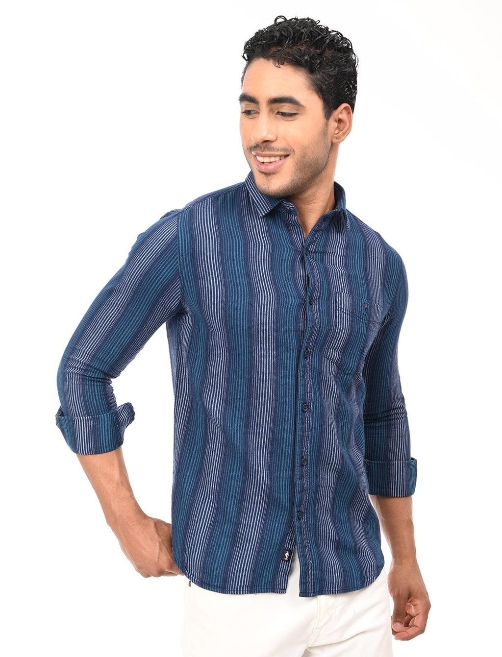 Men's Slim Fit Stripes Full Sleeves Casual Shirt