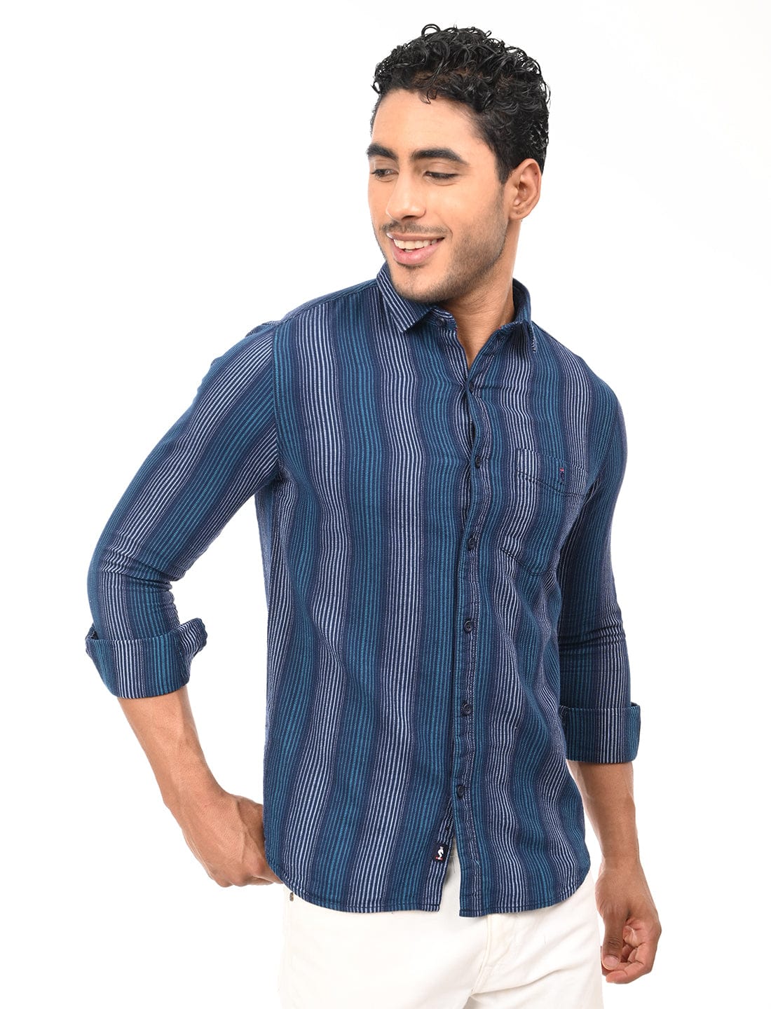 Men's Slim Fit Stripes Full Sleeves Casual Shirt