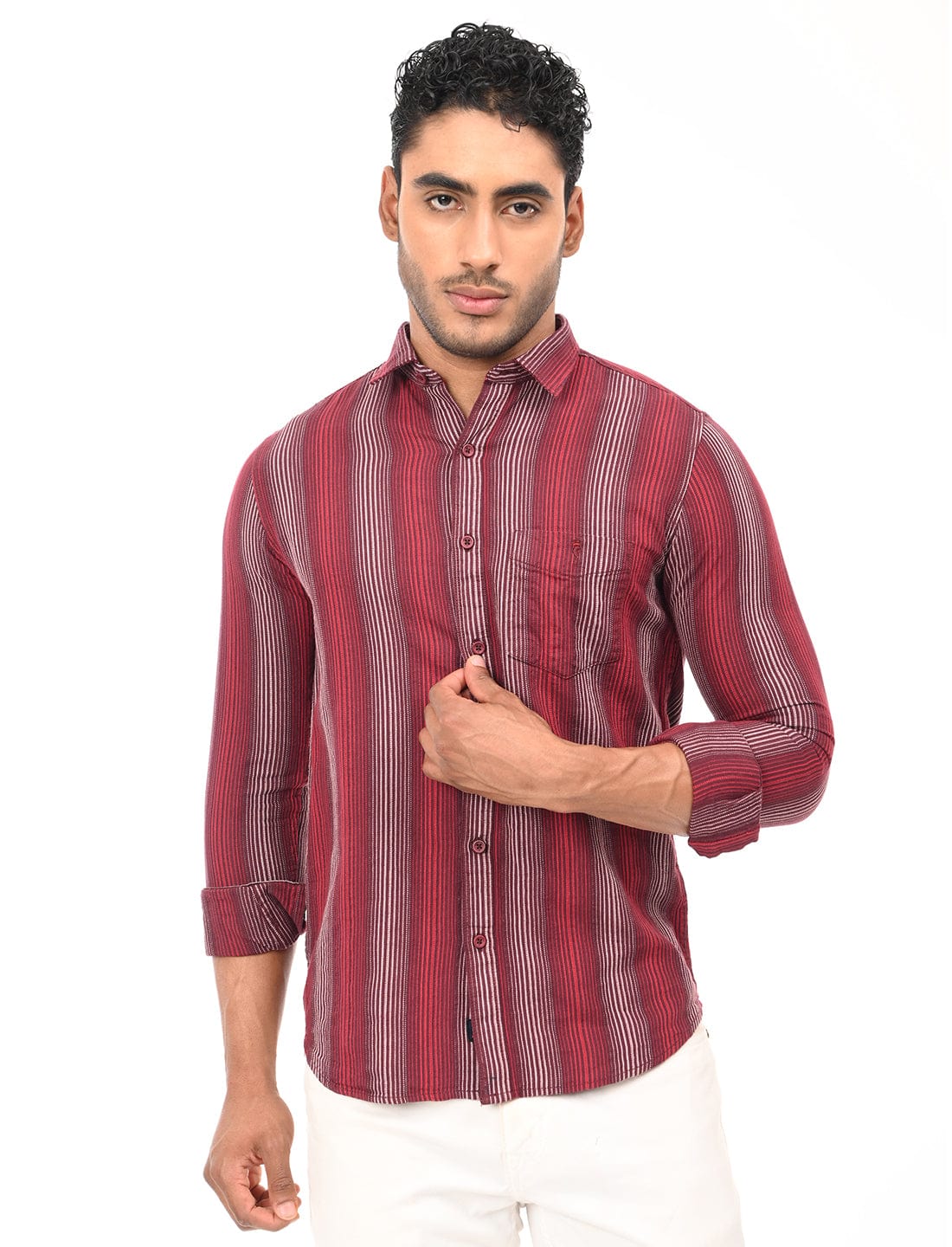 Men's Slim Fit Stripes Full Sleeves Casual Shirt