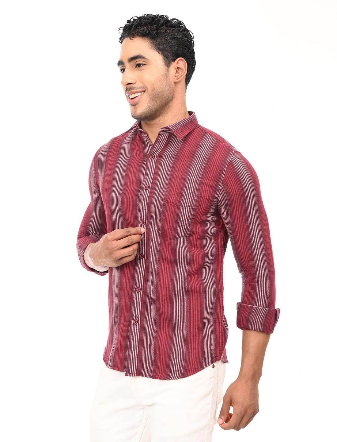 Men's Slim Fit Stripes Full Sleeves Casual Shirt