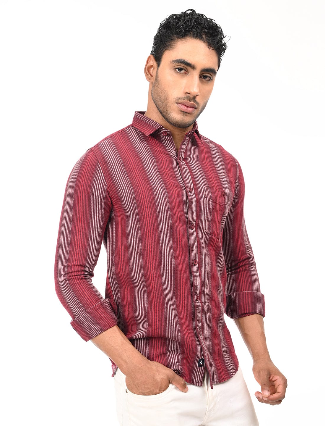 Men's Slim Fit Stripes Full Sleeves Casual Shirt