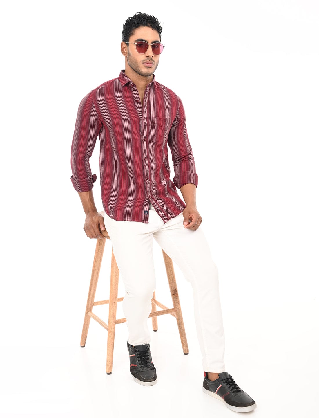 Men's Slim Fit Stripes Full Sleeves Casual Shirt
