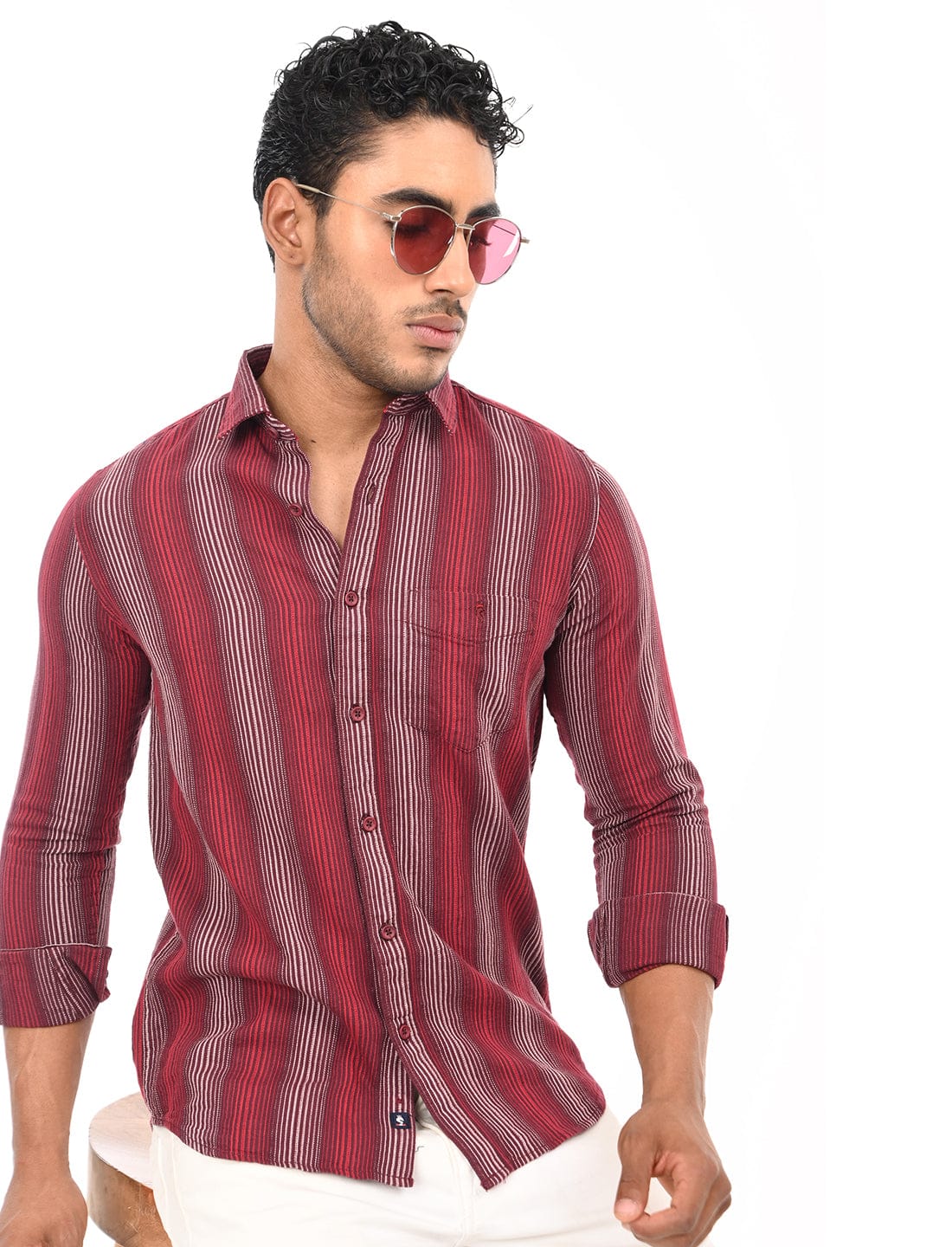 Men's Slim Fit Stripes Full Sleeves Casual Shirt