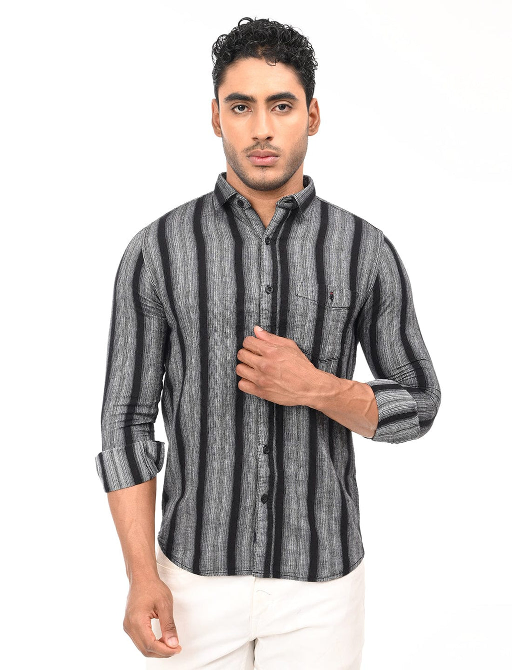 Men's Slim Fit Stripes Full Sleeves Casual Shirt