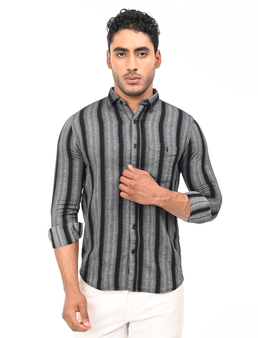 Men's Slim Fit Stripes Full Sleeves Casual Shirt