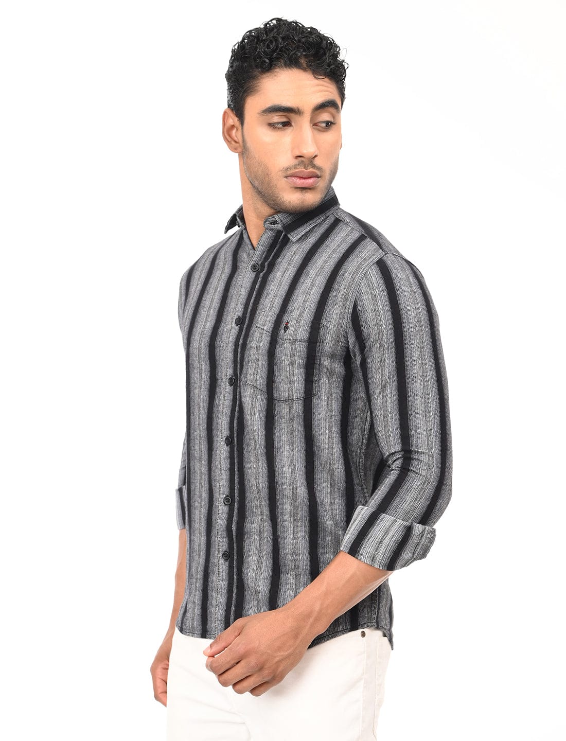 Men's Slim Fit Stripes Full Sleeves Casual Shirt