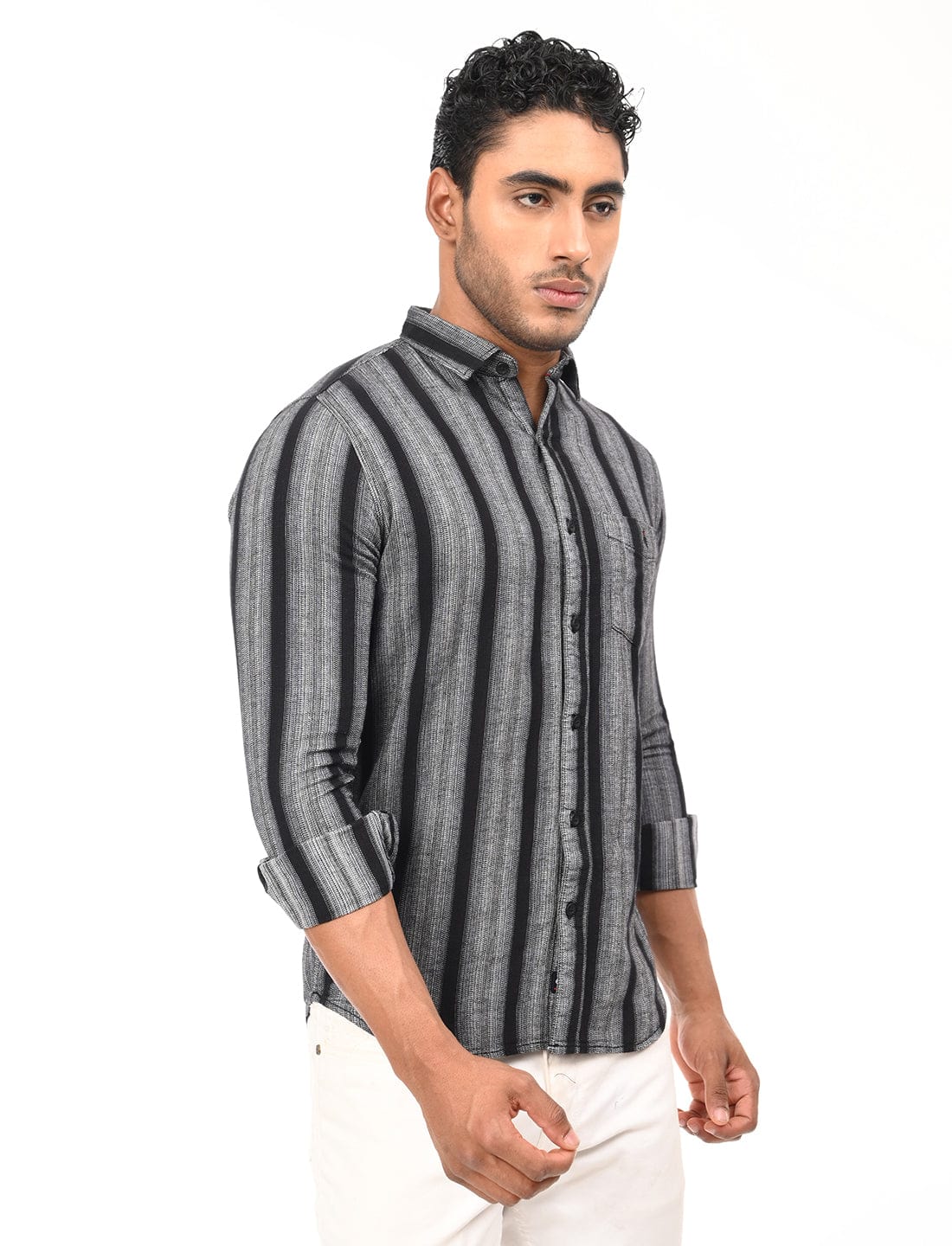 Men's Slim Fit Stripes Full Sleeves Casual Shirt