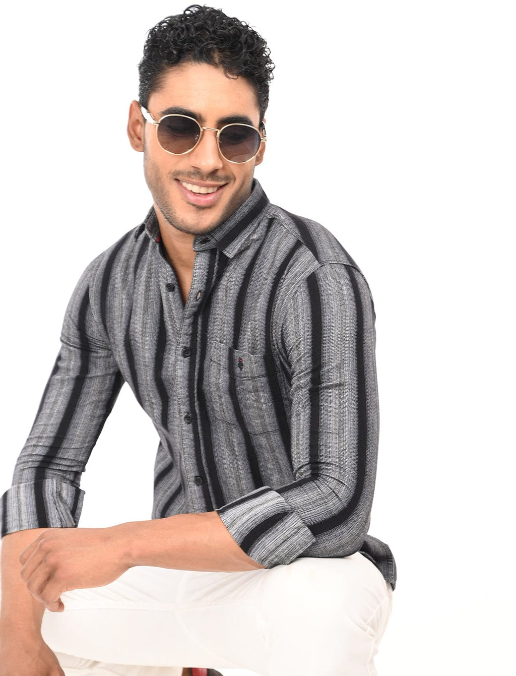 Men's Slim Fit Stripes Full Sleeves Casual Shirt