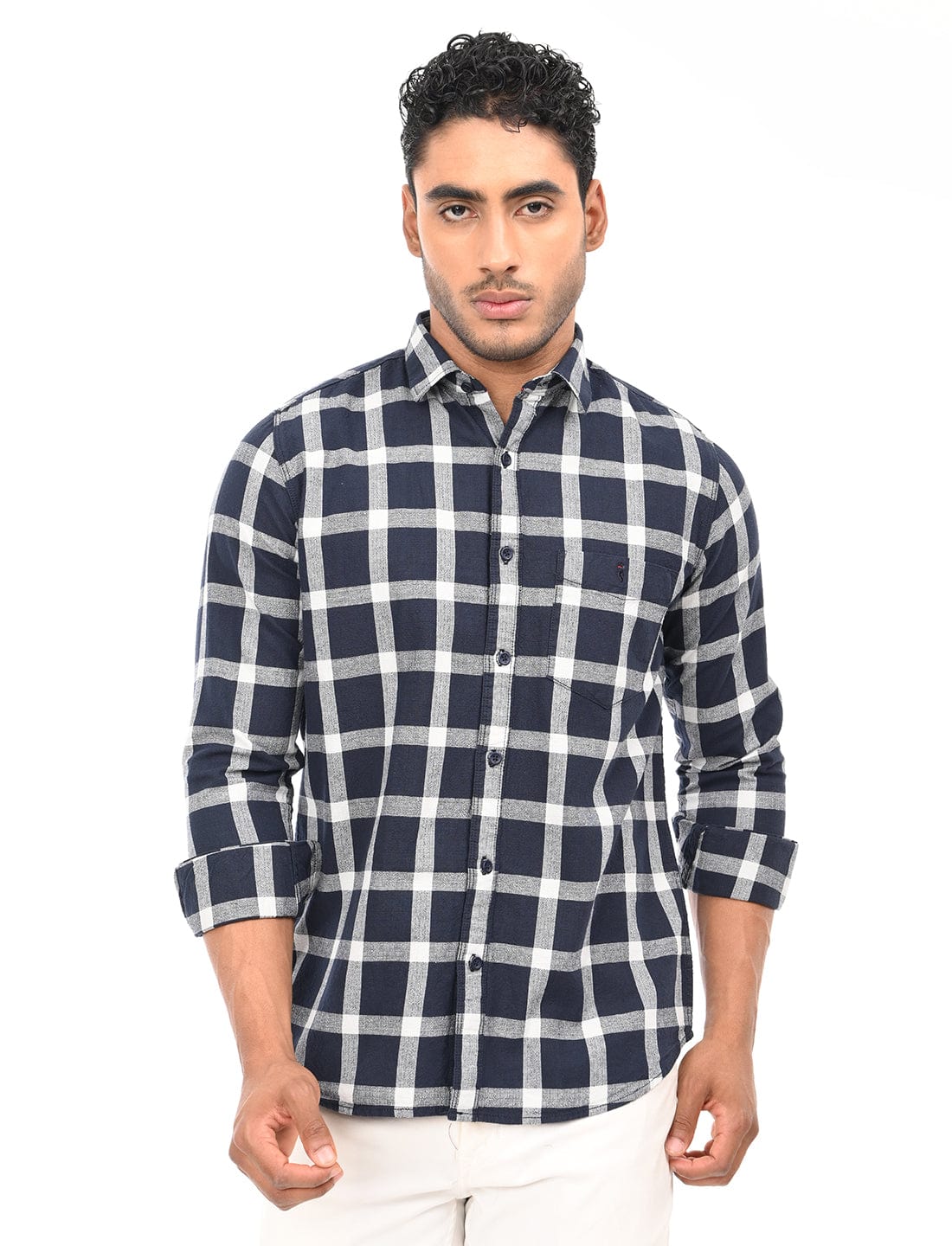 Men's Slim Fit Checks Full Sleeves Casual Shirt