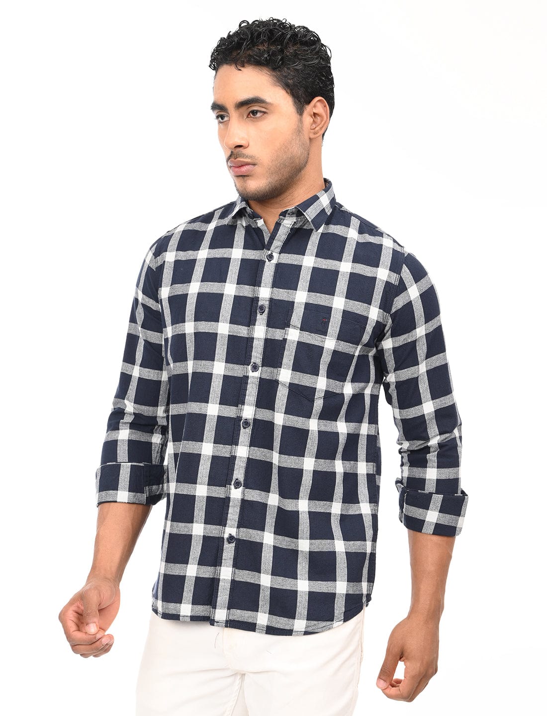 Men's Slim Fit Checks Full Sleeves Casual Shirt