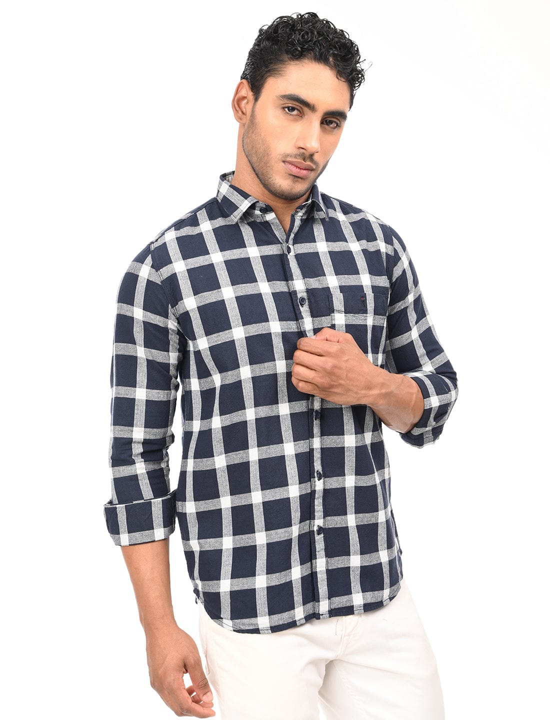 Men's Slim Fit Checks Full Sleeves Casual Shirt