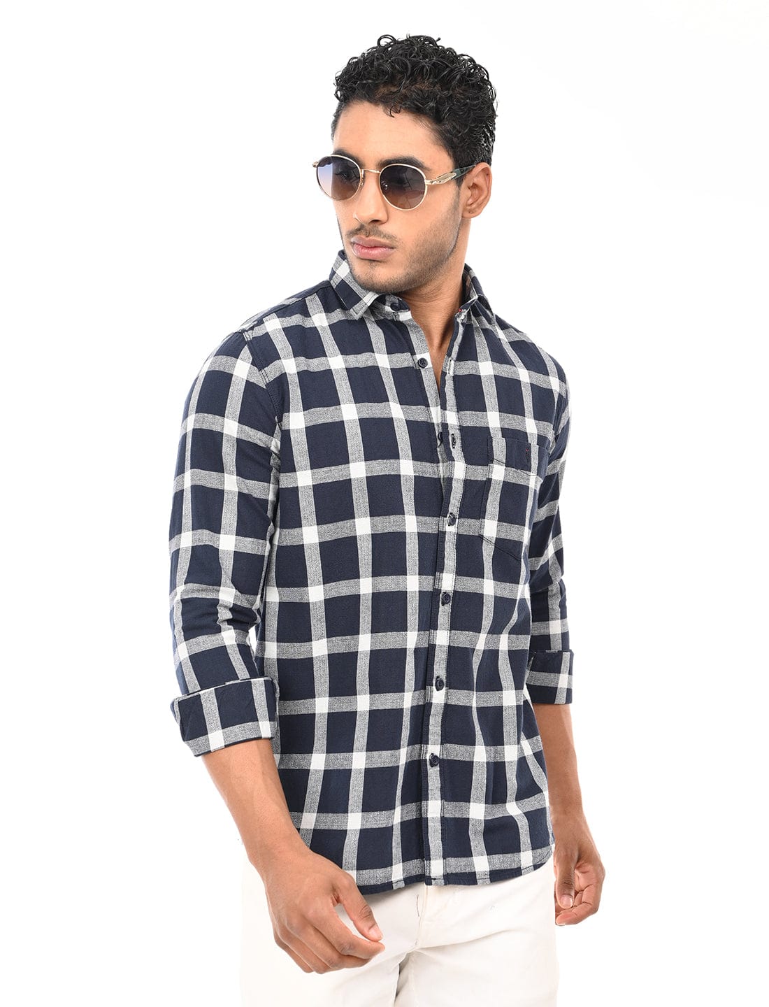 Men's Slim Fit Checks Full Sleeves Casual Shirt