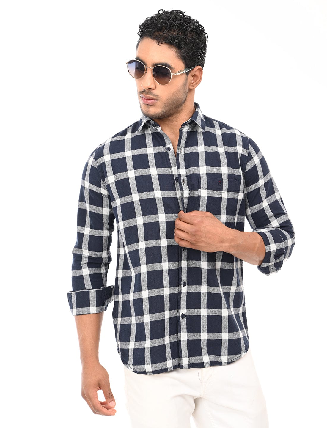 Men's Slim Fit Checks Full Sleeves Casual Shirt