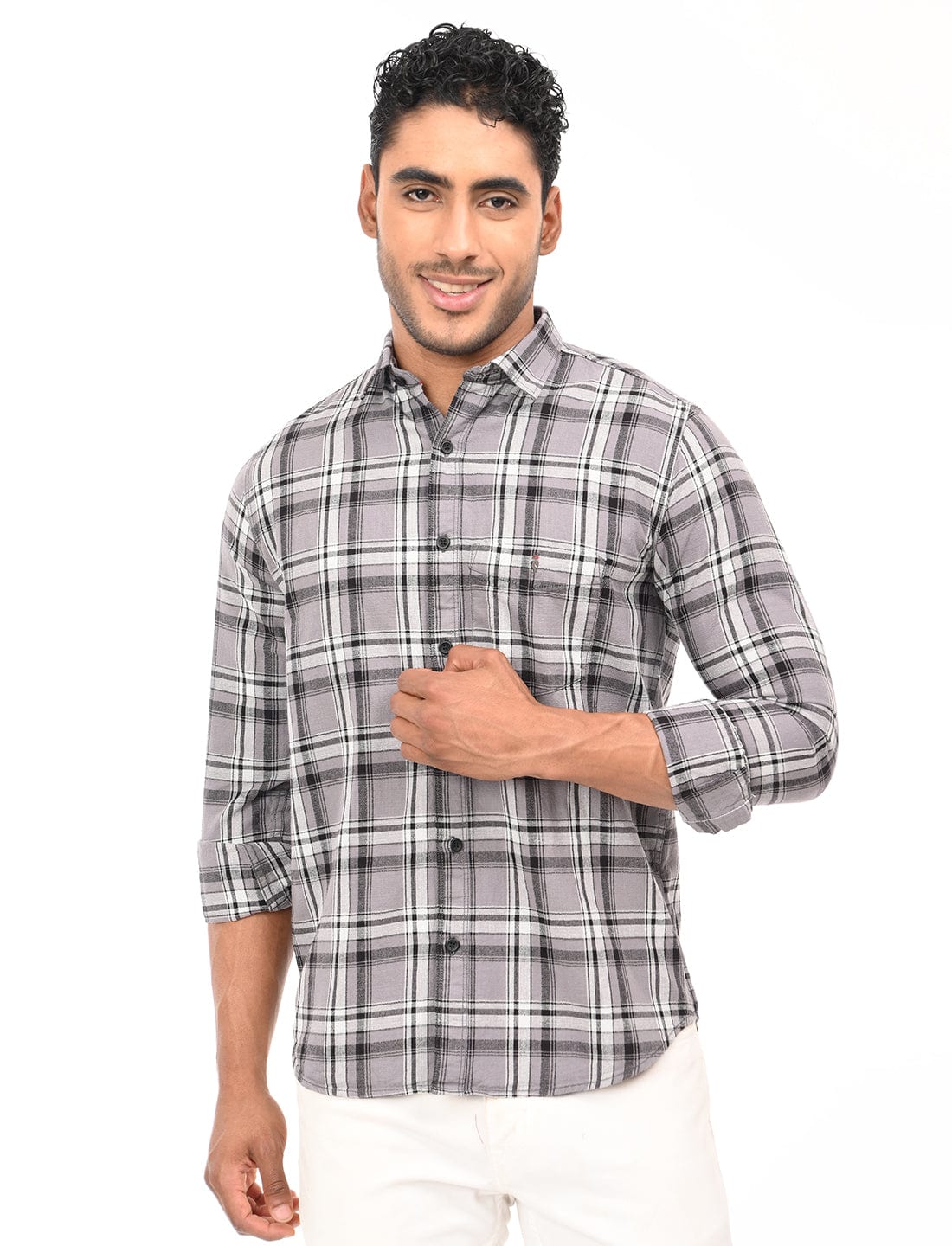 Men's Slim Fit Checks Full Sleeves Casual Shirt