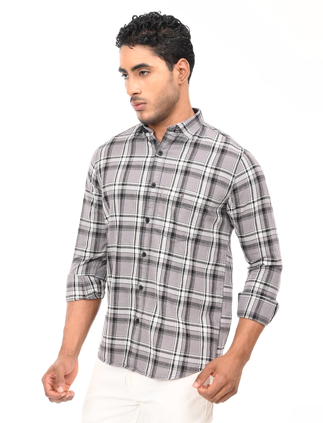 Men's Slim Fit Checks Full Sleeves Casual Shirt