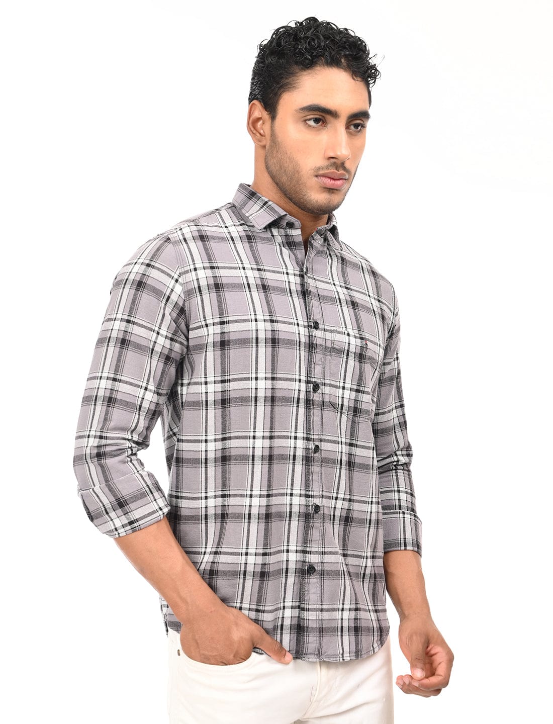Men's Slim Fit Checks Full Sleeves Casual Shirt