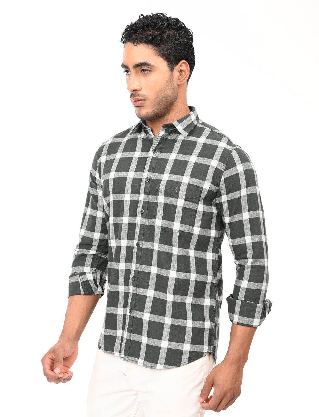 Men's Slim Fit Checks Full Sleeves Casual Shirt